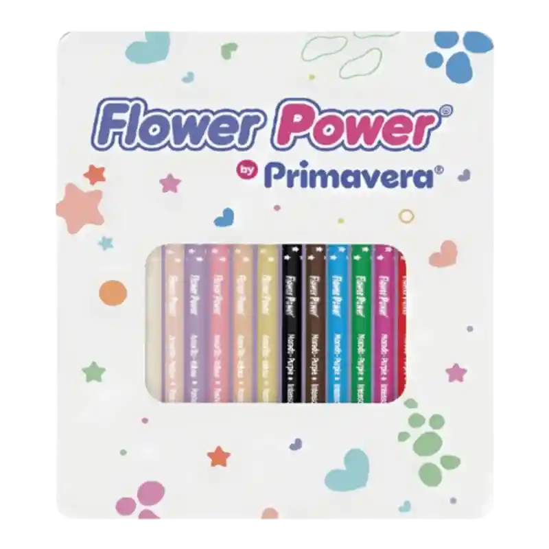 Caja Metalica 12 Colores + 1 Lapiz Flower Power