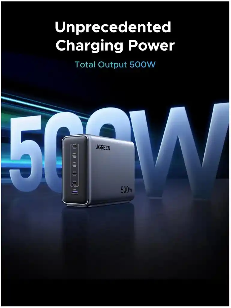 Estación De Carga Rápida Gan De 500w 6 Puertos Ugreen