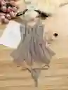 Pijama Elegante De Malla Transparencia Detalles En Encaje - Gris