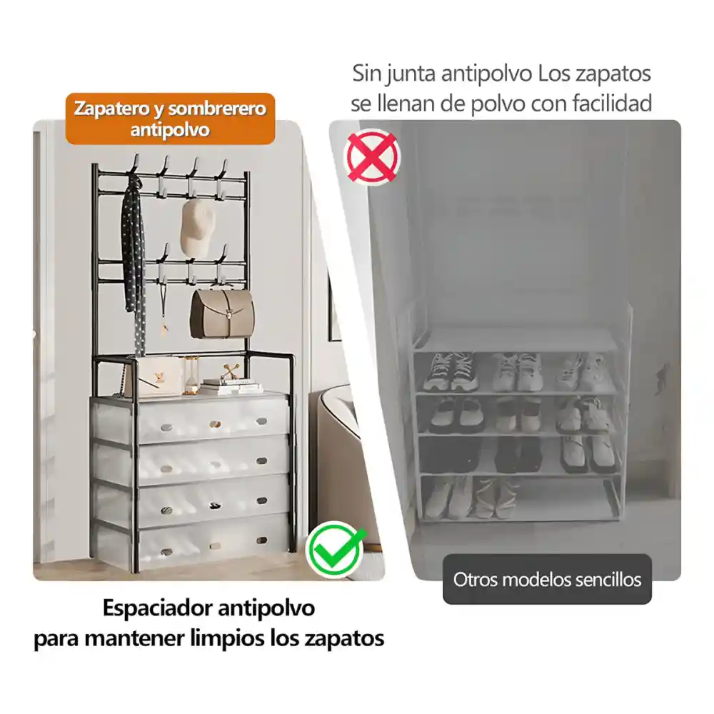 Organizador Zapatos Con Perchero Zapatero Acrilico 5 Niveles