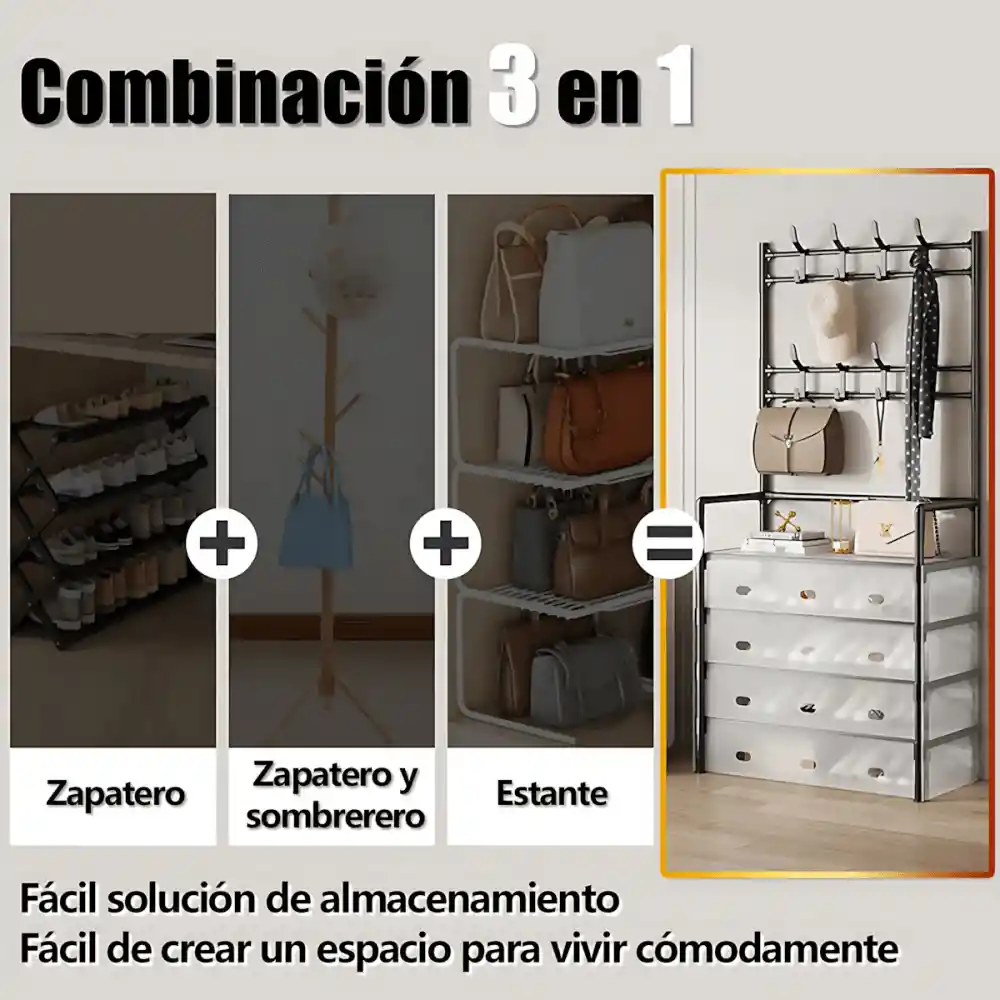 Organizador Zapatos Con Perchero Zapatero Acrilico 5 Niveles