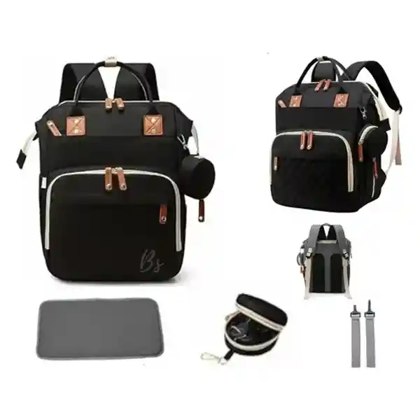 Bolso Pañalera Bebé Tipo Morral Negro