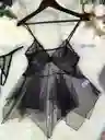 Pijama Elegante De Malla Transparencia Detalles En Encaje - Negro