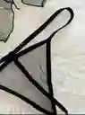 Pijama Elegante De Malla Transparencia Detalles En Encaje - Negro