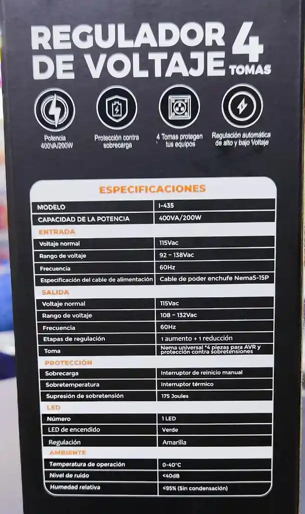 Regulador De Voltaje Iconnex 4 Tomas I-435