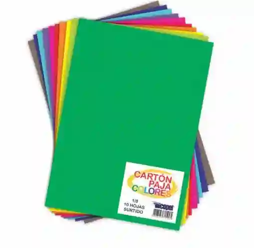 Carton Paja De Colores X 10 Und Octavo 1/8