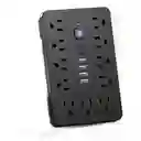 Multitoma 17 En 1 Regleta Eléctrica 11 Tomas 6 Usb Carga Rápida Usb-c Protección Sobrecarga Negro