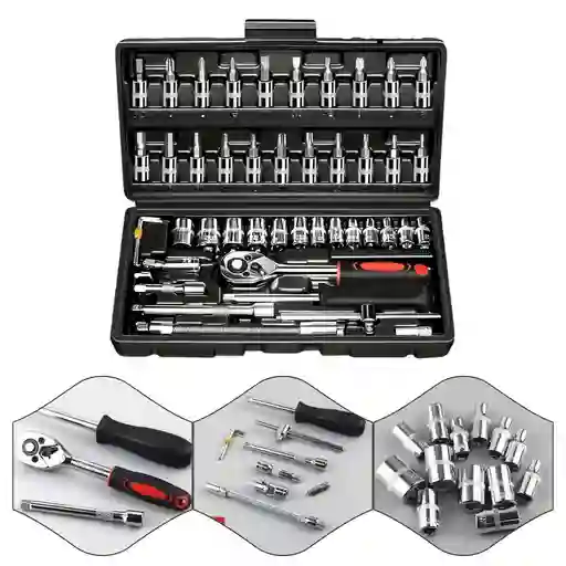 Juego De Copas Llaves 46 Herramientas Mecanica De Ratchet1/4