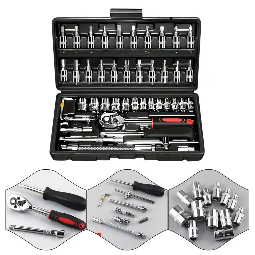 Juego De Copas Llaves 46 Herramientas Mecanica De Ratchet1/4