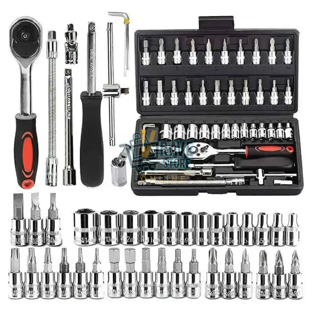 Juego De Copas Llaves 46 Herramientas Mecanica De Ratchet1/4