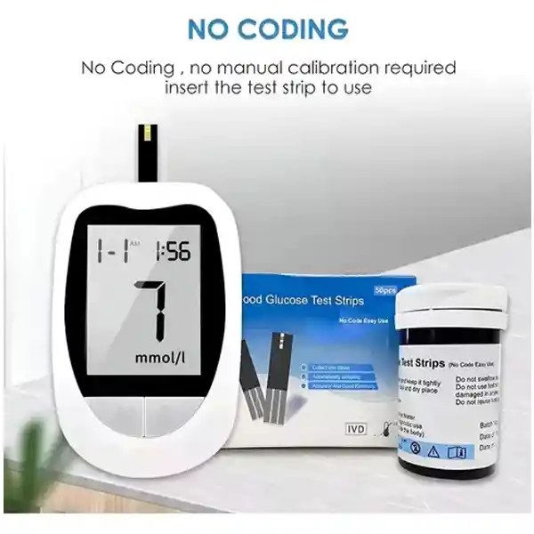 Glucometro Digital Medidor De Glucosa 50 Tiras Y 50 Lancetas