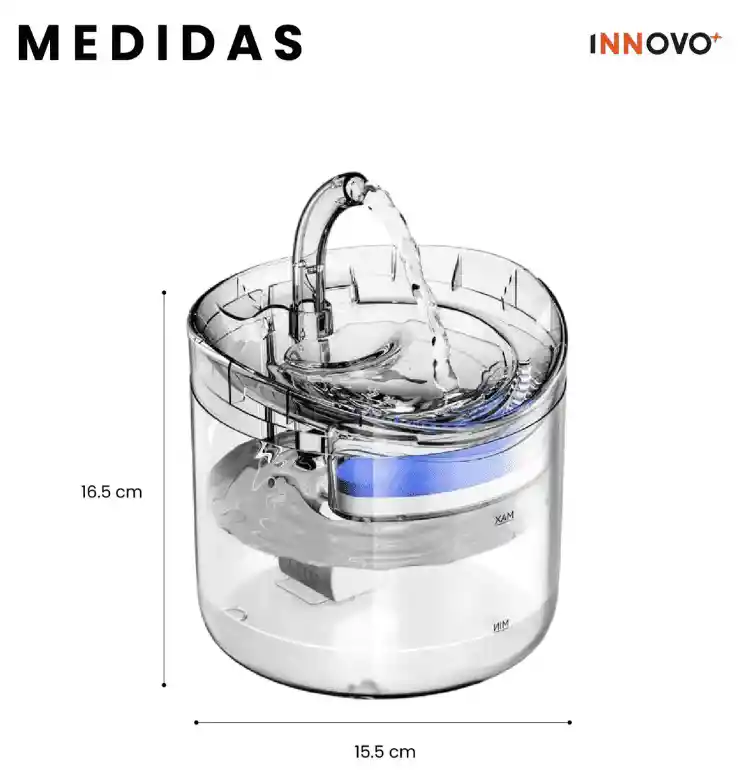 Fuente De Agua Automática Gatos Y Perros 1.8l Con Filtro Con Sensor Automatico