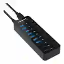 Sabrent Hub Usb 3.0 De 60w Turbo Carga Y Control 10 Puertos
