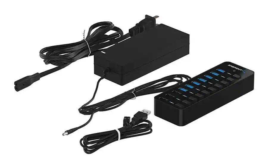 Sabrent Hub Usb 3.0 De 60w Turbo Carga Y Control 10 Puertos
