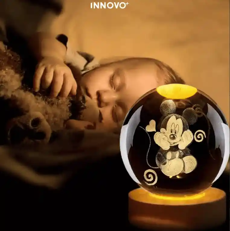 Lámpara Esfera Niños Cristal 3d Luz Rgb Decorativa Con Control Remoto