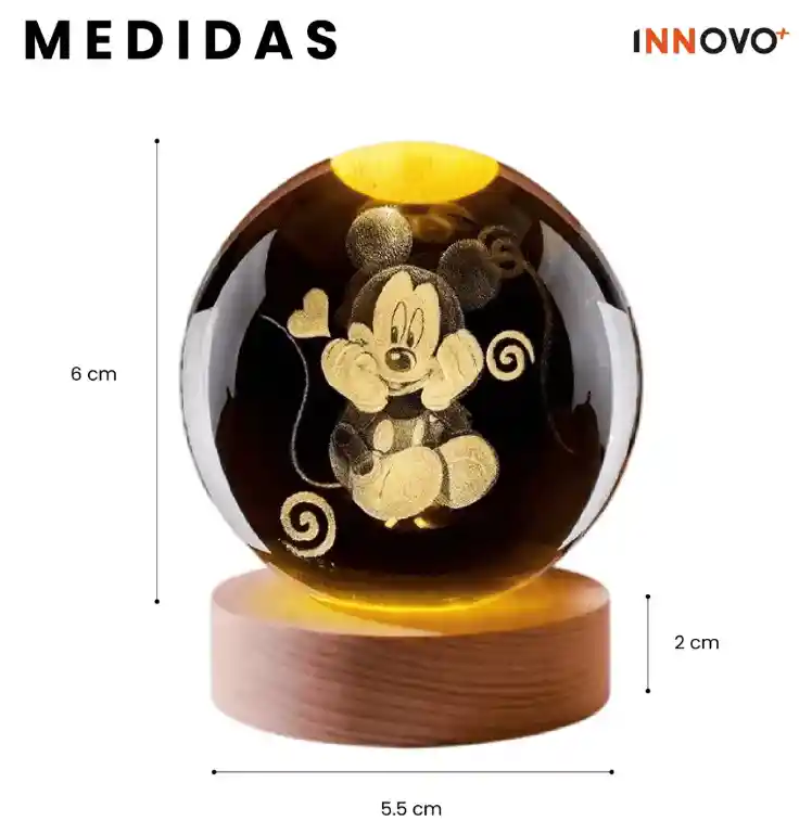 Lámpara Esfera Niños Cristal 3d Luz Rgb Decorativa Con Control Remoto