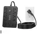 Multitoma 17 En 1 Regleta Eléctrica 11 Tomas 6 Usb Carga Rápida Usb-c Protección Sobrecarga Negro