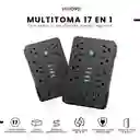 Multitoma 17 En 1 Regleta Eléctrica 11 Tomas 6 Usb Carga Rápida Usb-c Protección Sobrecarga Negro