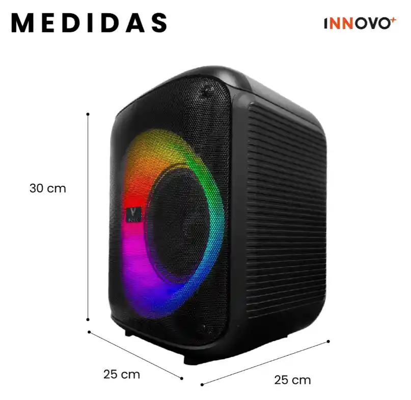 Parlante Volk Bluetooth Portátil 15.000 Pmpo Con Micrófono Karaoke Rgb Batería Recargable Negro