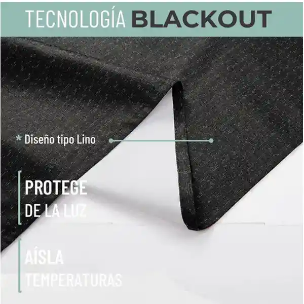 Cortina 100% Blackout Engomada Termica X2 Negro