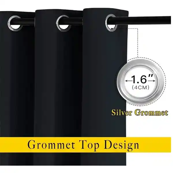 Cortina 100% Blackout Engomada Termica X2 Negro