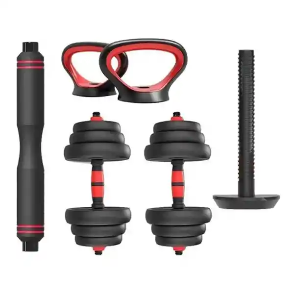 Kit Pesas Termoforradas 40 Kgs 16 Discos Acomple Pesa Rusa Color Negro-rojo