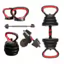 Kit Pesas Termoforradas 40 Kgs 16 Discos Acomple Pesa Rusa Color Negro-rojo