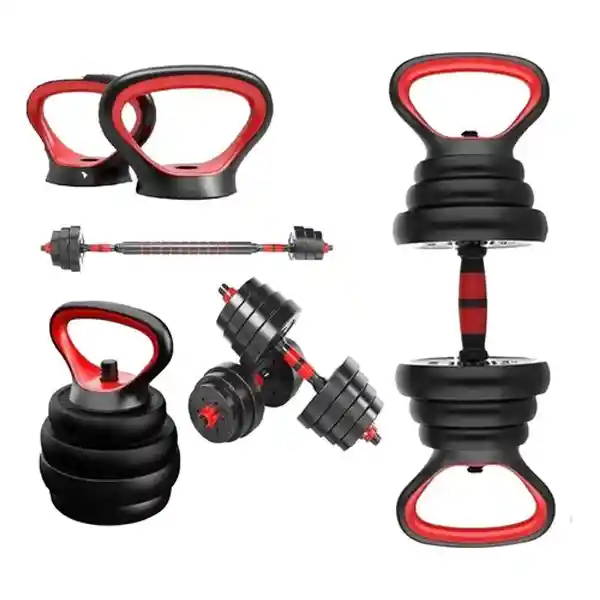 Kit Pesas Termoforradas 40 Kgs 16 Discos Acomple Pesa Rusa Color Negro-rojo