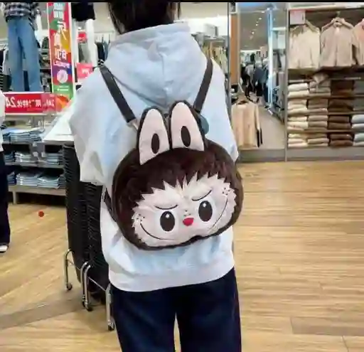 Morral Maleta Cara Labubu3d Felpa Escolar Mochila