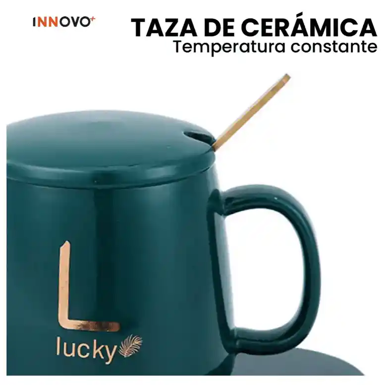 Taza Mug Eléctrica Calentador Bebidas Mantiene Café Té Leche Calientes Apagado Automático Verde