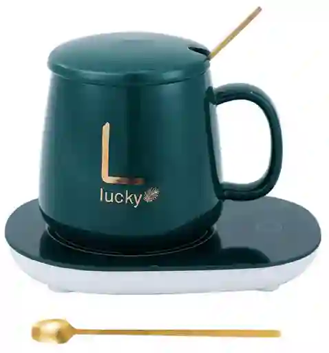 Taza Mug Eléctrica Calentador Bebidas Mantiene Café Té Leche Calientes Apagado Automático Verde
