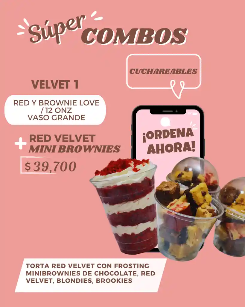 Cuchareable Red Velvet + Mini Brownies Surtidos 12 Onz