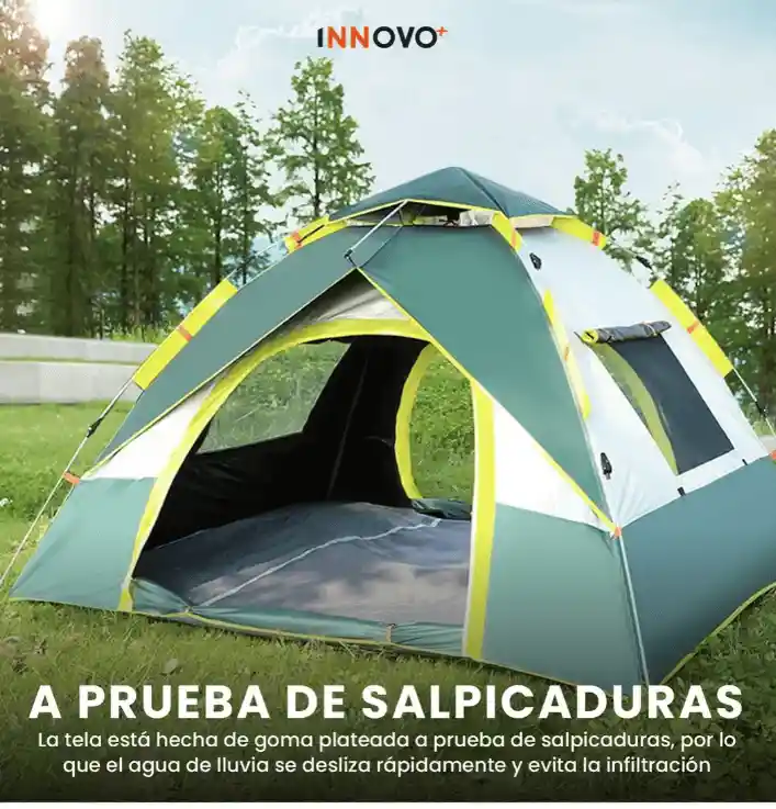 Carpa Camping Campaña Automática 4 Personas Impermeable Ventilación 360° Fácil De Armar Mosquitero