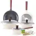 Bateria De Ollas 16 Piezas Marmol Antiadherentes Tapa Vidrio
