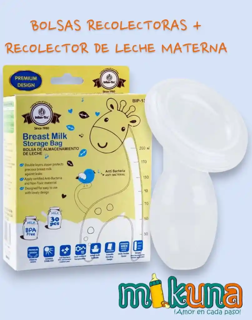 Set Bolsas Recolectoras + Recolector De Leche Materna