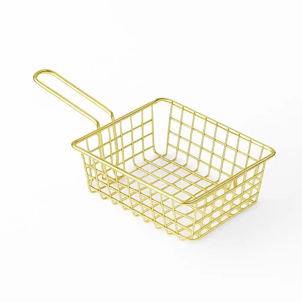 Mini Cesta Para Servir Papas, Aros De Cebolla Y Fritos Dorado