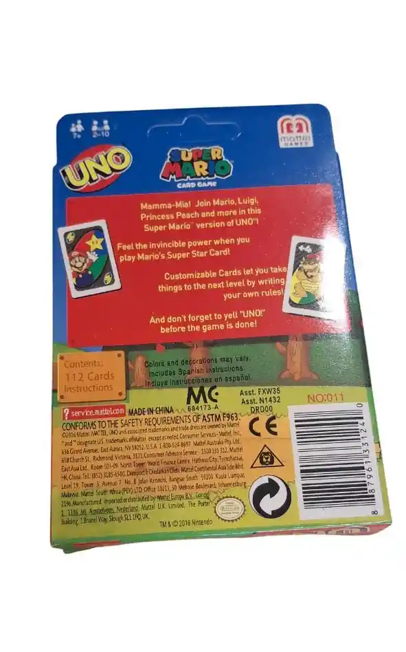Juego Uno Super Mario Cartas