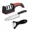 Afilador De Cuchillos Acero Mango Antideslizante Rama Design Color Rojo