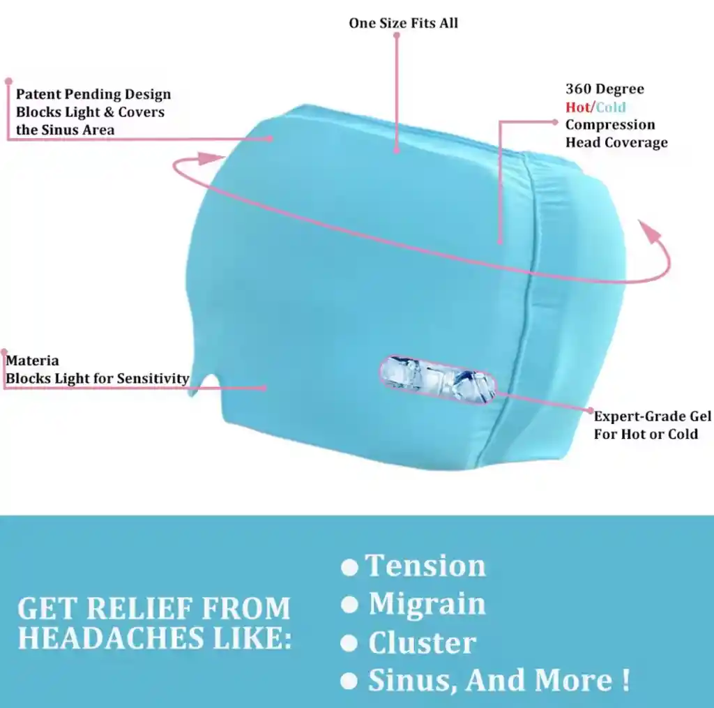Gorro Gel Frio Calor Alivio Migraña Dolor De Cabeza Antifaz