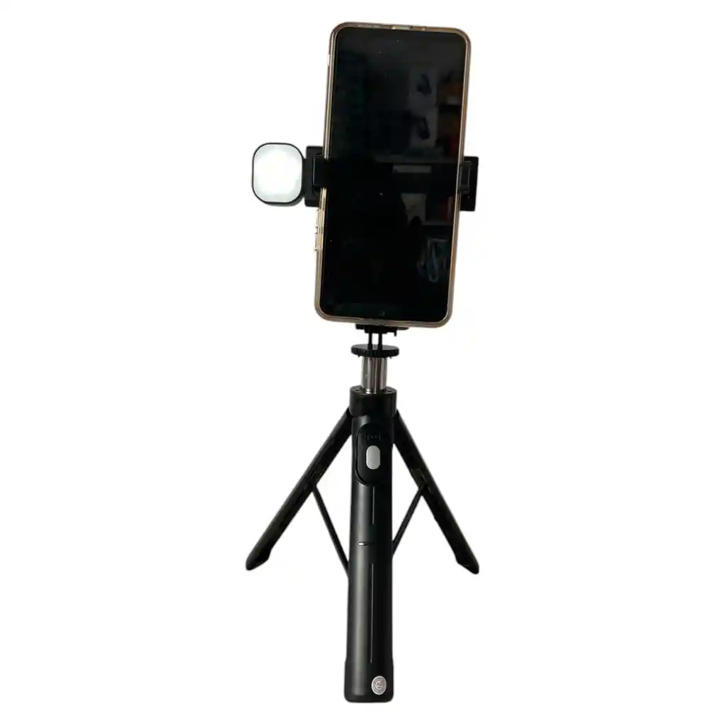 Palo Selfie Con Luz Trípode Con Control Inalámbrico Negro
