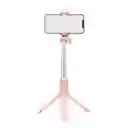 Palo Selfie Con Luz Trípode Con Control Inalámbrico Rosa