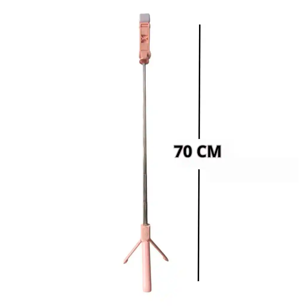 Palo Selfie Con Luz Trípode Con Control Inalámbrico Rosa