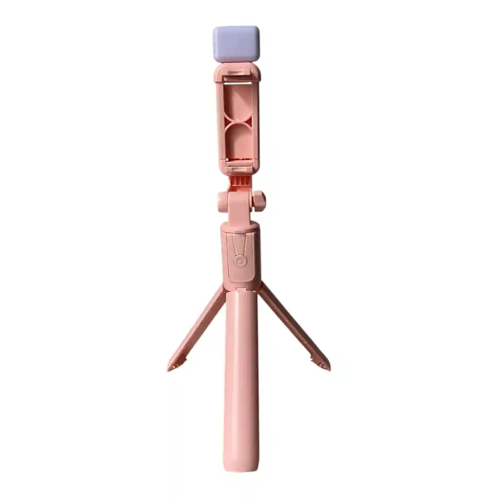 Palo Selfie Con Luz Trípode Con Control Inalámbrico Rosa