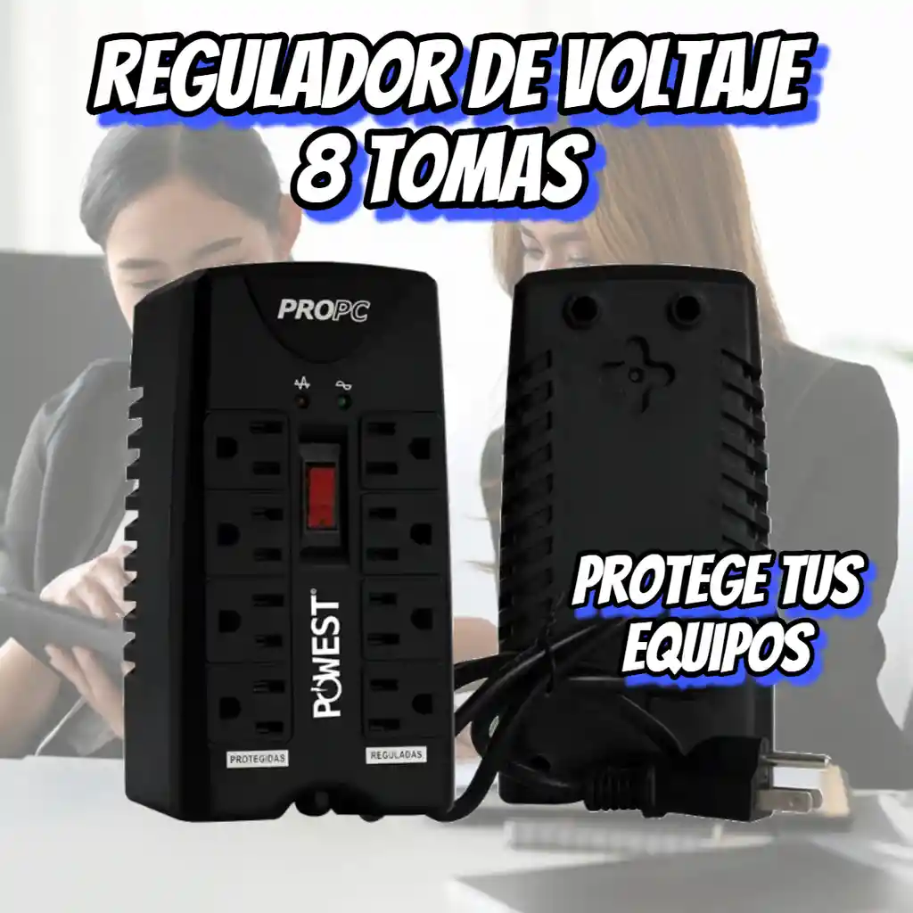 🔌 Regulador De Voltaje Powest 1000va / Estabilizador De Corriente /multitoma Regulable