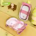 Tina Bañera Plegable Bebe Rosa Con Desague Termometro Y Cojin