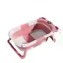 Tina Bañera Plegable Bebe Rosa Con Desague Termometro Y Cojin