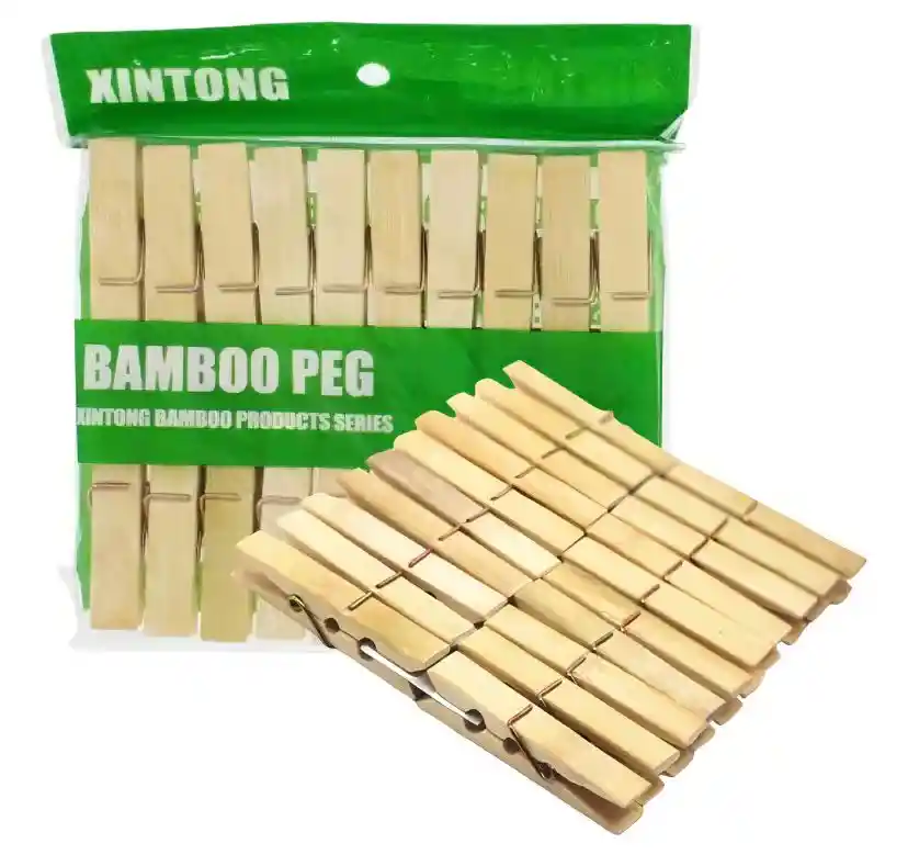 Ganchos Pinzas De Ropa Bamboo Orgánicos Ropa Organizar 20 Und
