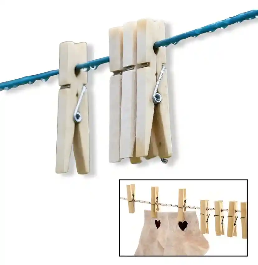 Ganchos Pinzas De Ropa Bamboo Orgánicos Ropa Organizar 20 Und
