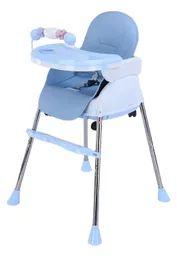 Silla Comedor Bebe 4 En 1 Azul Juguetes Doble Bandeja Booster