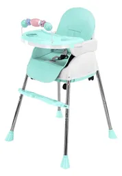 Silla Comedor Bebe 4 En 1 Verde Juguetes Doble Bandeja Booster